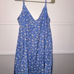 Blue Floral Spaghetti Strap Dress